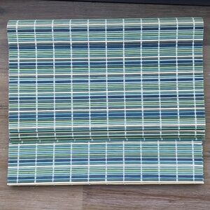 Set of 6 Bamboo Reed Placemats - Blue / Multi-color - Brand NEW!